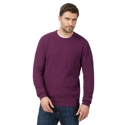 Maine New England Big and tall purple textured crew neck jumper